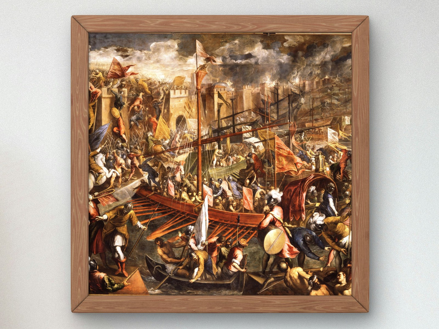 The Crusaders Army Attacks Constantinople by Palma il Giovane 1587, Wall Art Print, Fine Art Reproduction, Museum Quality Decor, Poster