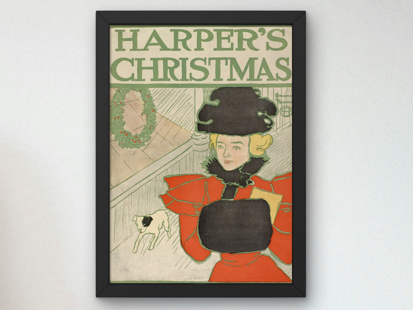 Harper's Christmas by Edward Penfield 1890, Wall Art Print, Fine Art Reproduction, Museum Quality Decor, Poster