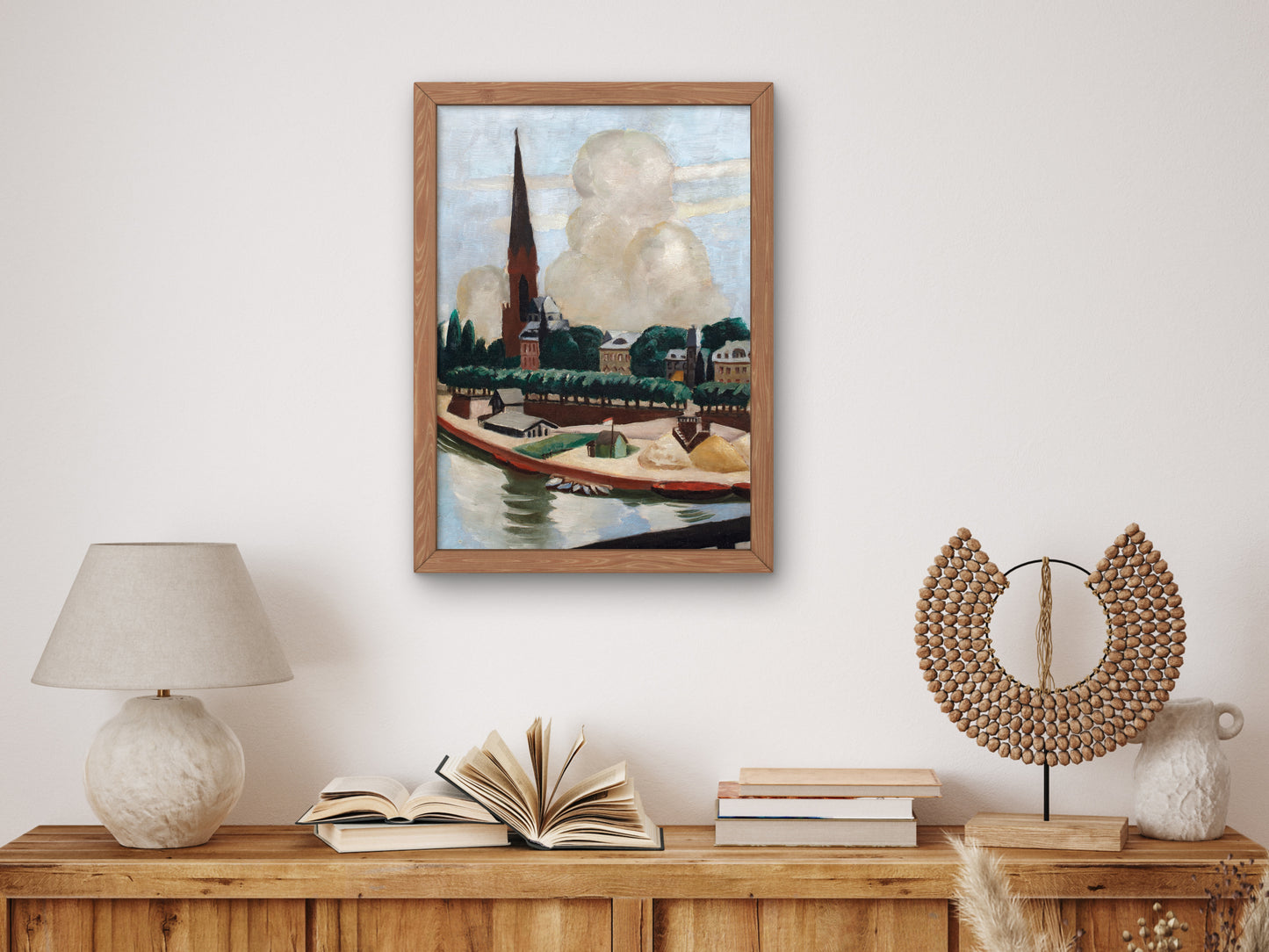 Bank of the Main and Church by Max Beckmann 1925, Wall Art Print, Fine Art Reproduction, Museum Quality Decor, Poster