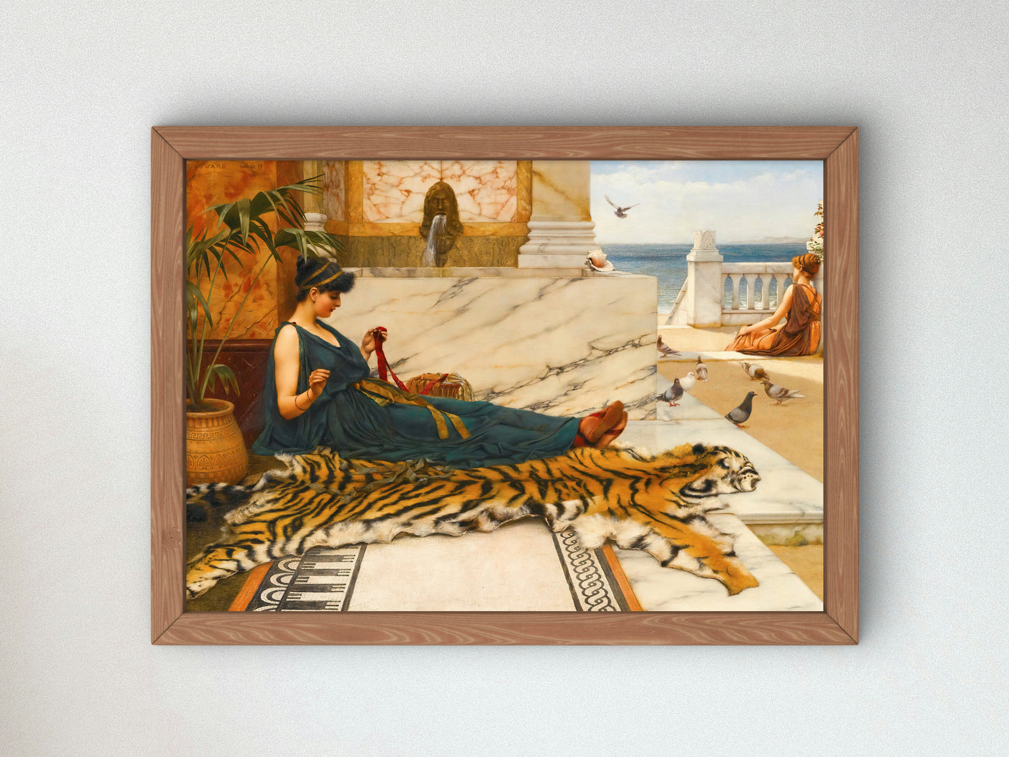 The Tigerskin by John William Godward 1889, Wall Art Print, Fine Art Reproduction, Museum Quality Decor, Poster