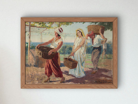 Grape Harvest by Feliks Wygrzywalski, Wall Art Print, Fine Art Reproduction, Museum Quality Decor, Poster