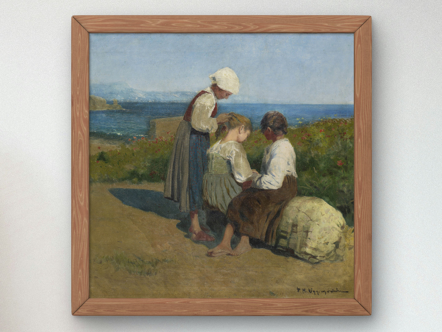 Girls Braiding Their Hair by Feliks Michał Wygrzywalski 1894, Wall Art Print, Fine Art Reproduction, Museum Quality Decor, Poster