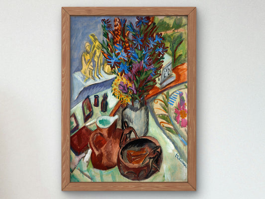 Still Life with Jug and African Bowl by Ernst Ludwig Kirchner 1912, Wall Art Print, Fine Art Reproduction, Museum Quality Decor, Poster