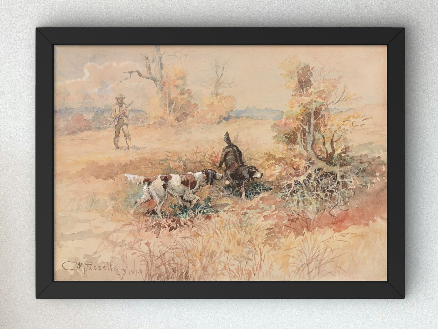 Huntsman and Dogs by Charles Marion Russell 1898, Wall Art Print, Fine Art Reproduction, Museum Quality Decor, Poster