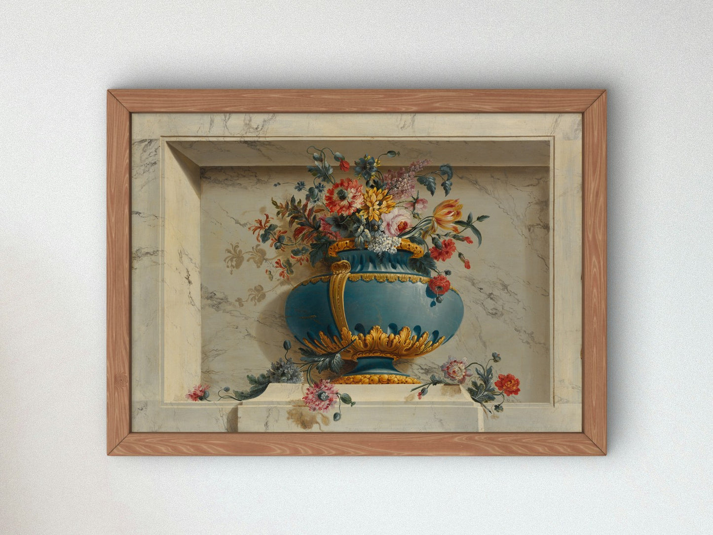 Vase of Flowers in a Niche by Michel Bruno Bellengé, Wall Art Print, Fine Art Reproduction, Museum Quality Decor, Poster