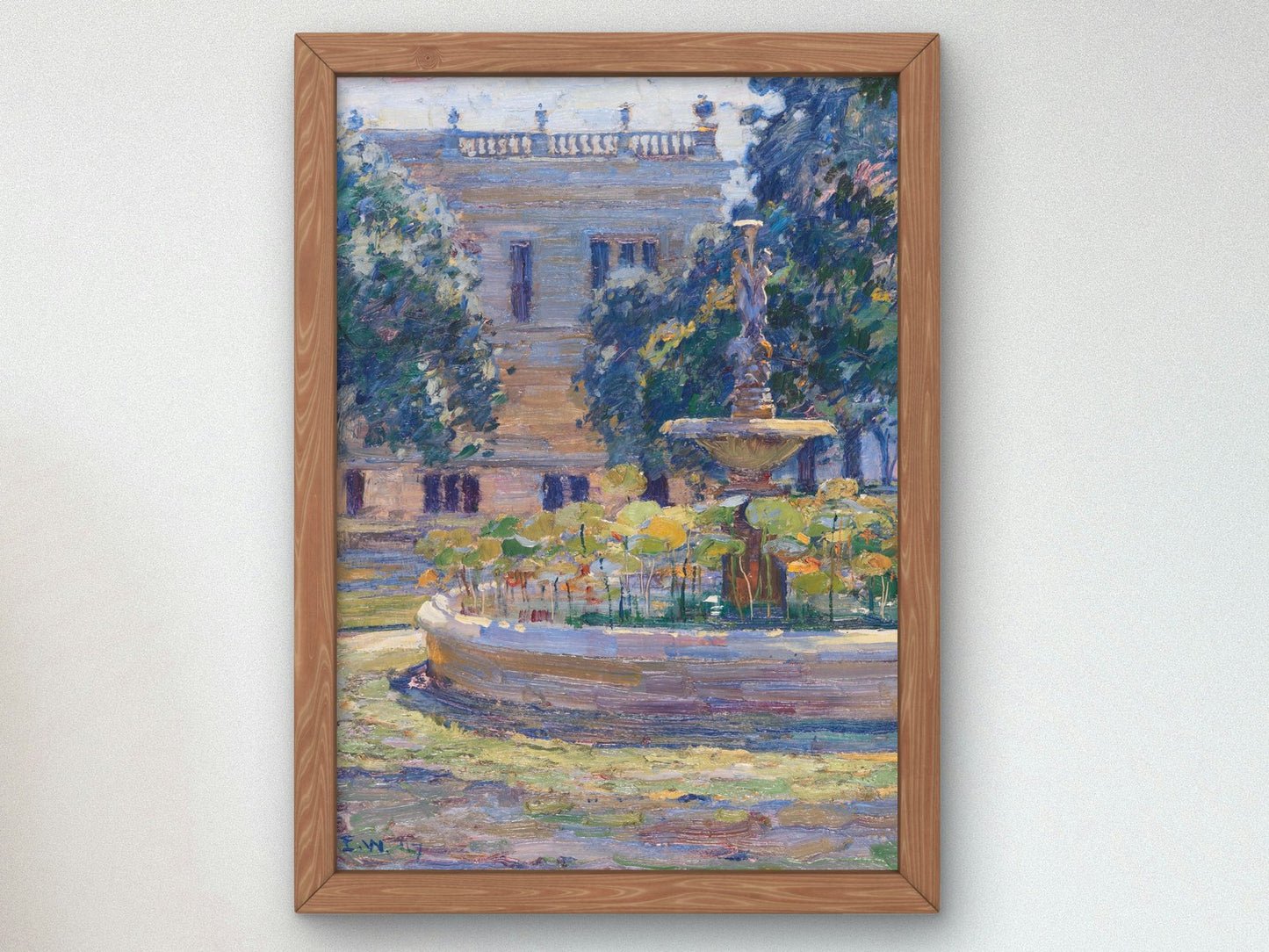 The Lotus Fountain Newcomb College Campus by Ellsworth Woodward 1917, Wall Art Print, Fine Art Reproduction, Museum Quality Decor, Poster