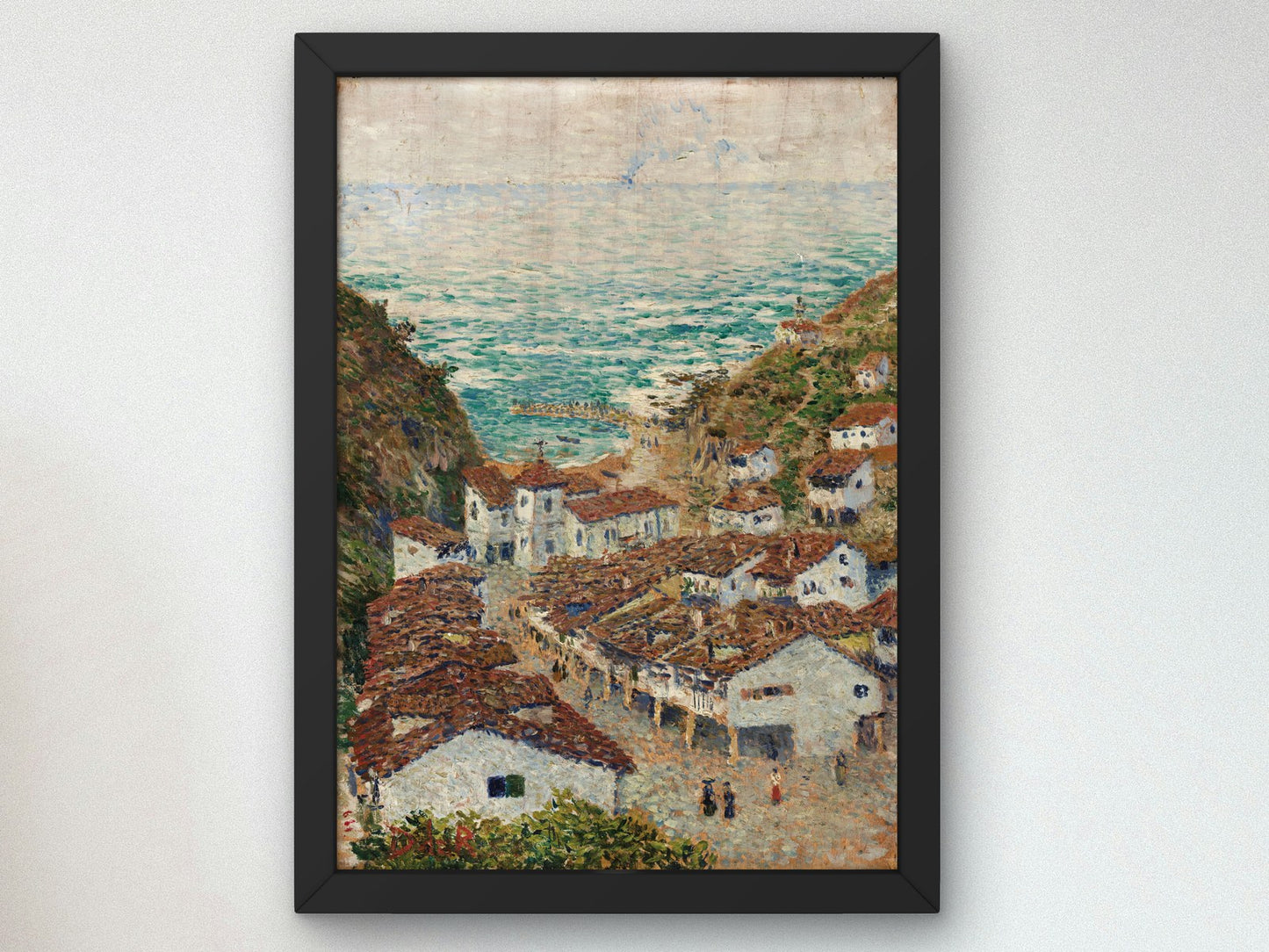 Village on the Cantabrian Coast by Darío de Regoyos 1892, Wall Art Print, Fine Art Reproduction, Museum Quality Decor, Poster
