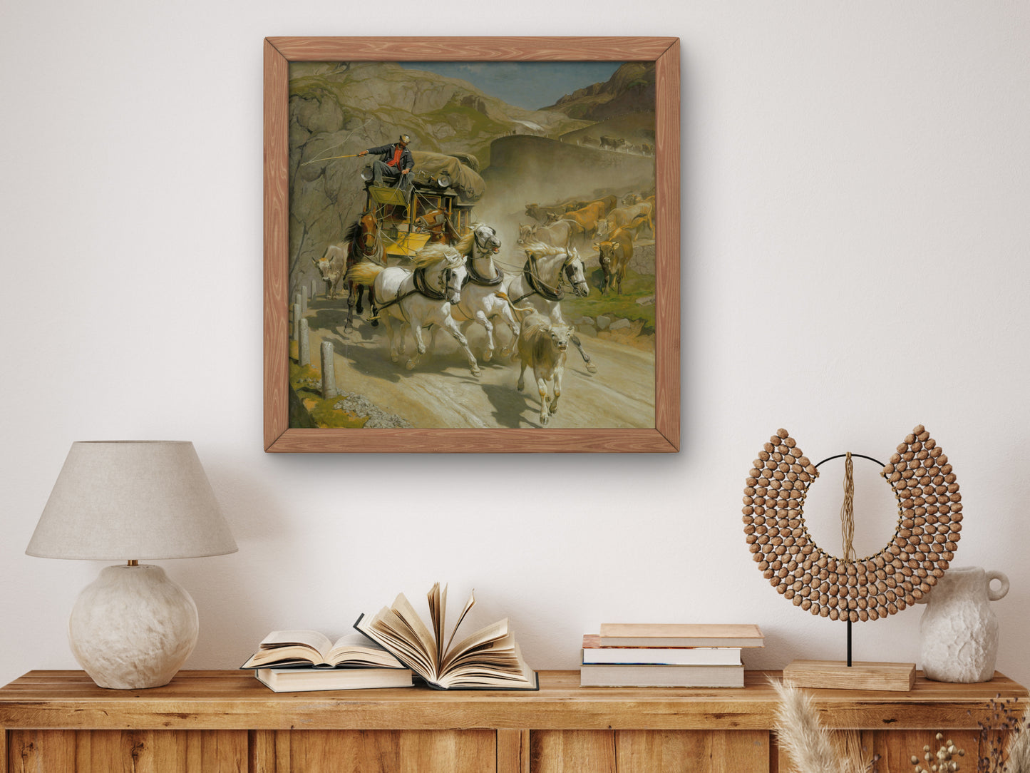The Gotthard Mail Coach by Rudolf Koller 1873, Wall Art Print, Fine Art Reproduction, Museum Quality Decor, Poster