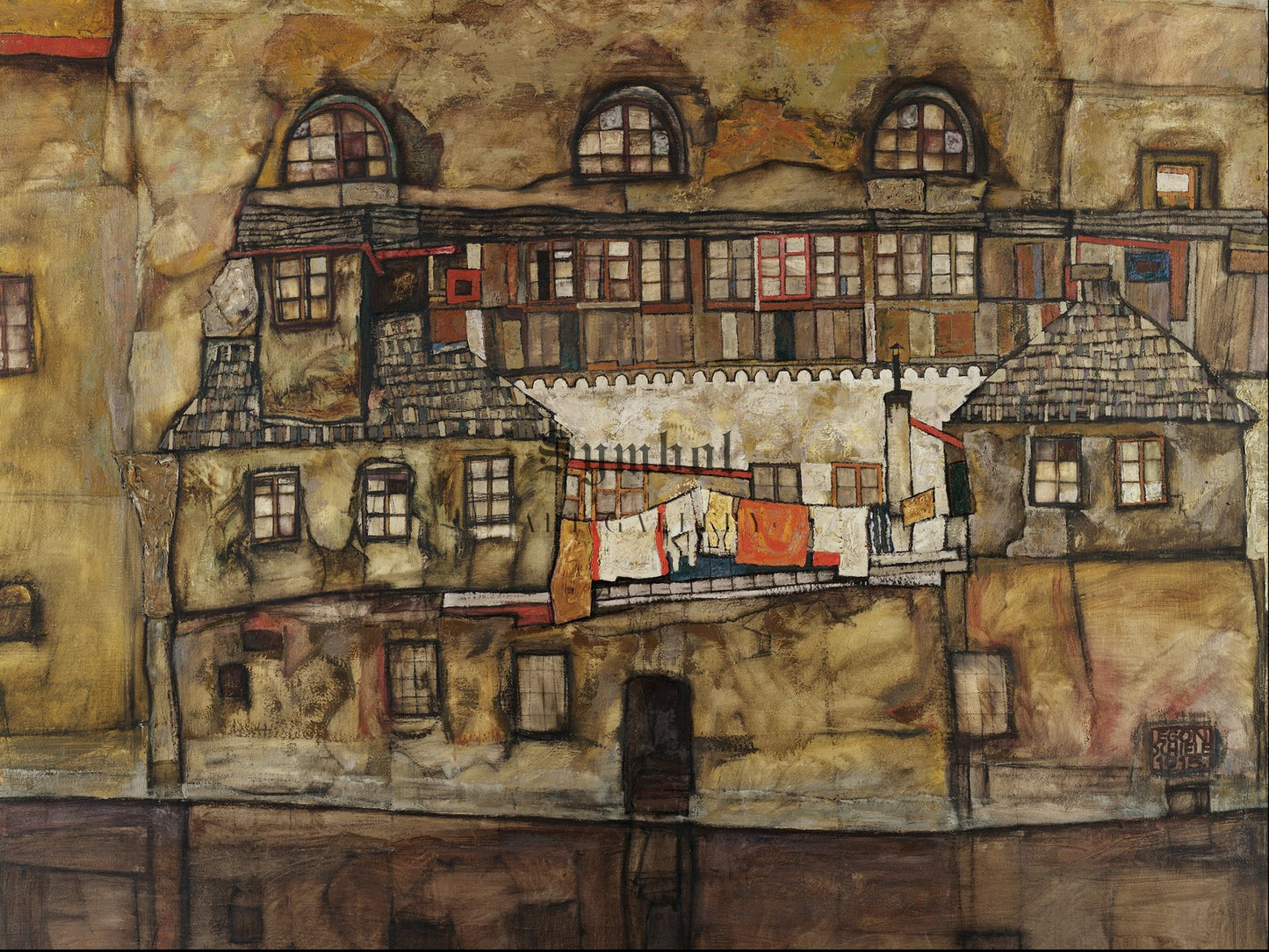 House Wall on the River by Egon Schiele 1915, Wall Art Print, Fine Art Reproduction, Museum Quality Decor, Poster
