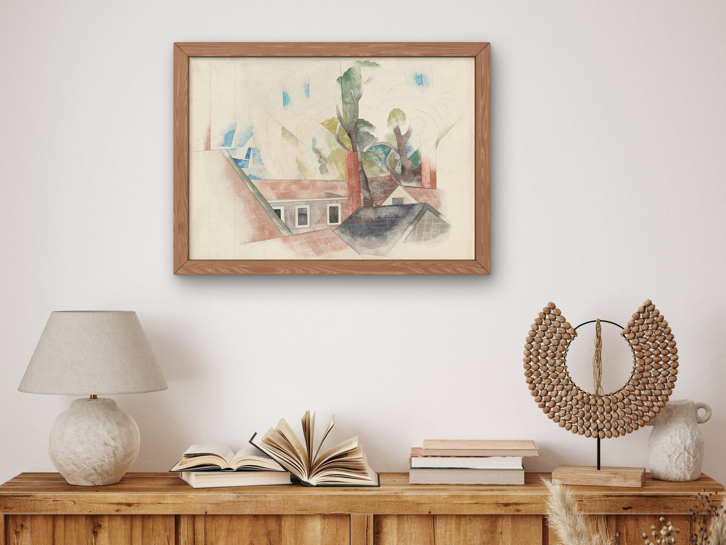 Rooftops and Trees by Charles Demuth 1918, Wall Art Print, Fine Art Reproduction, Museum Quality Decor, Poster