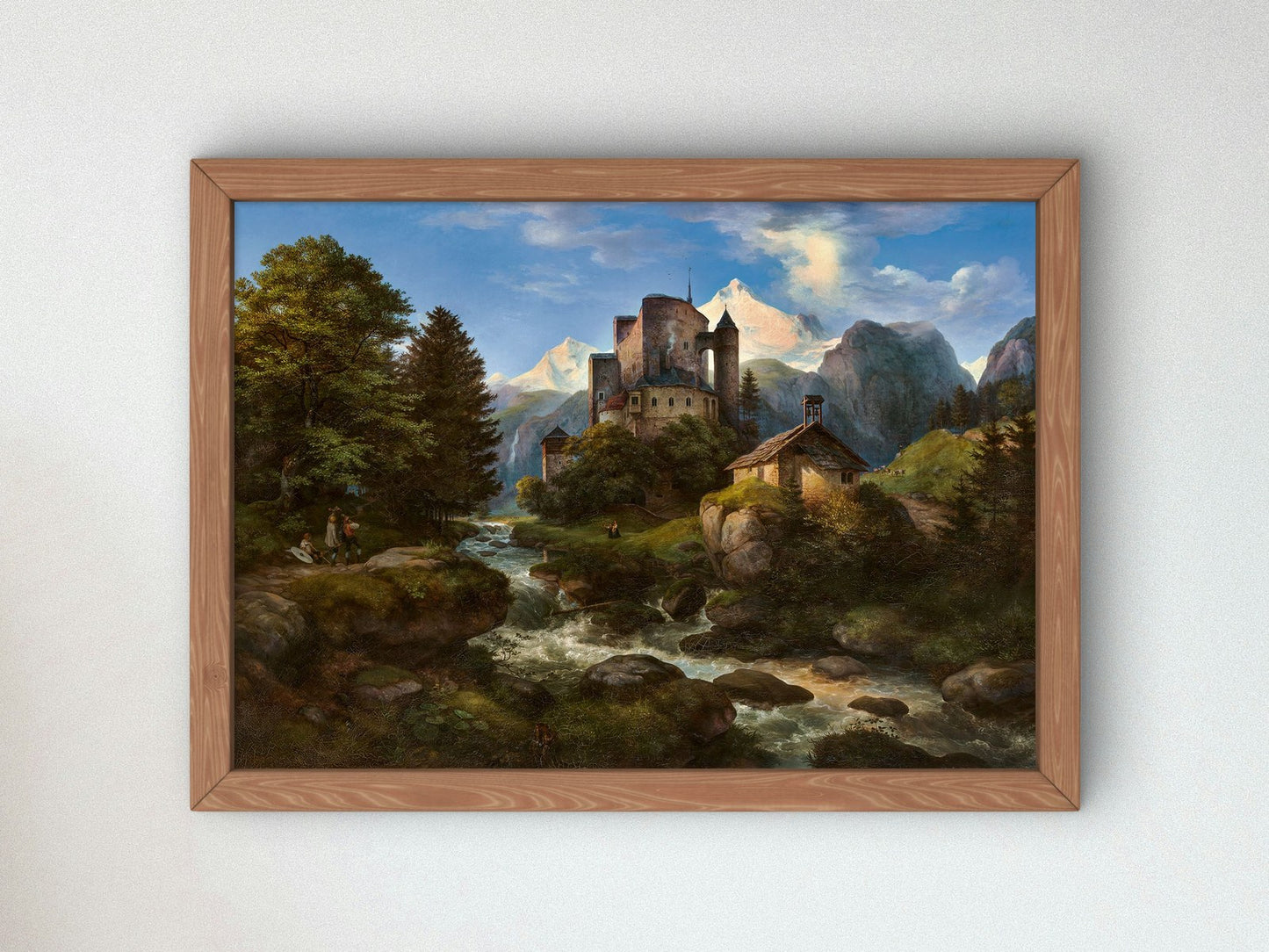 Tiroler Landschaft mit Burg Naudersberg by Ernst Ferdinand Oehme 1847, Wall Art Print, Fine Art Reproduction, Museum Quality Decor, Poster
