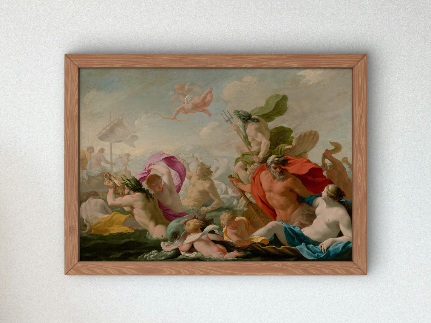 Marine Gods Paying Homage to Love by Eustache Le Sueur, Wall Art Print, Fine Art Reproduction, Museum Quality Decor, Poster