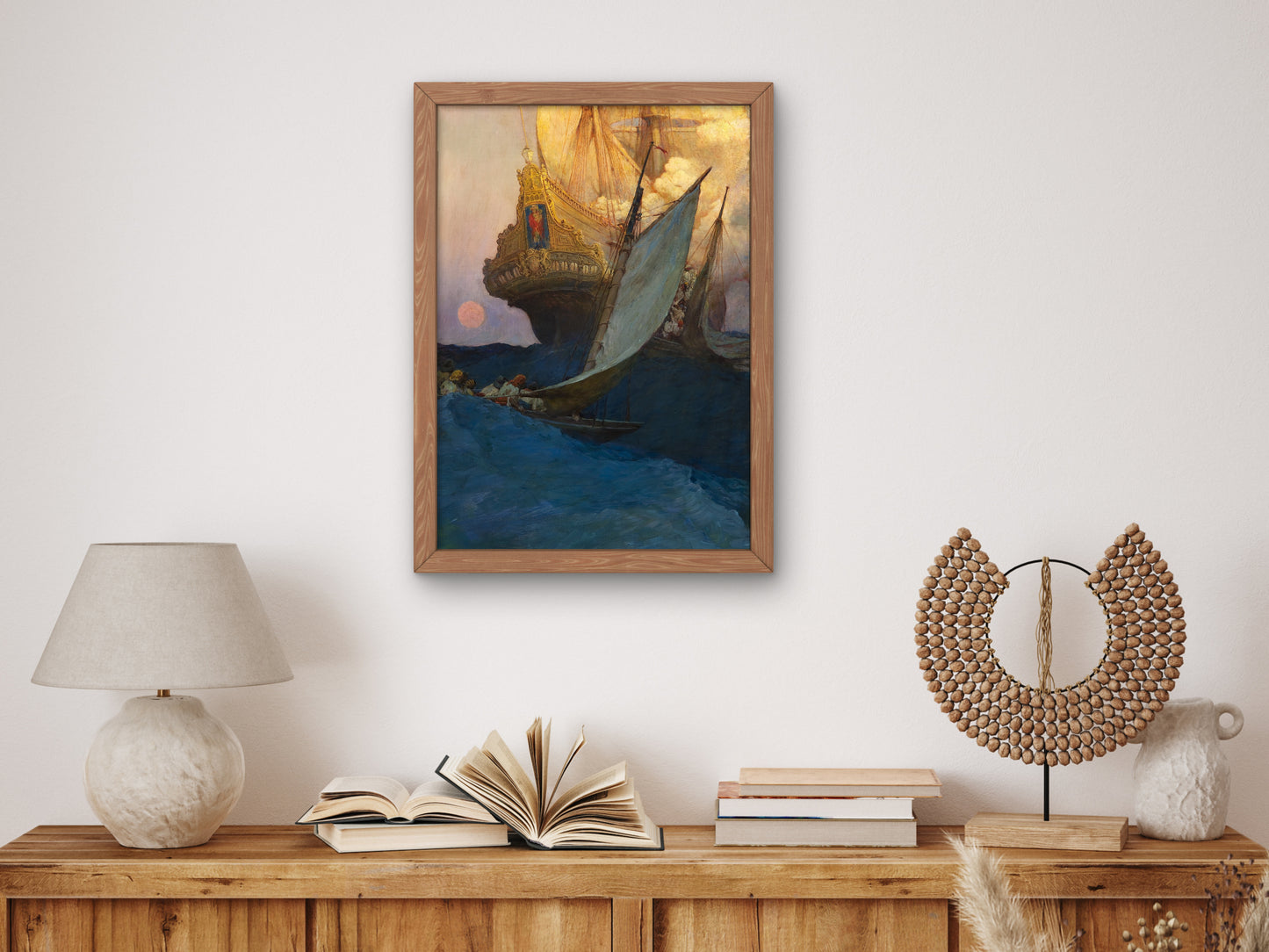 An Attack on a Galleon by Howard Pyle 1905, Wall Art Print, Fine Art Reproduction, Museum Quality Decor, Poster