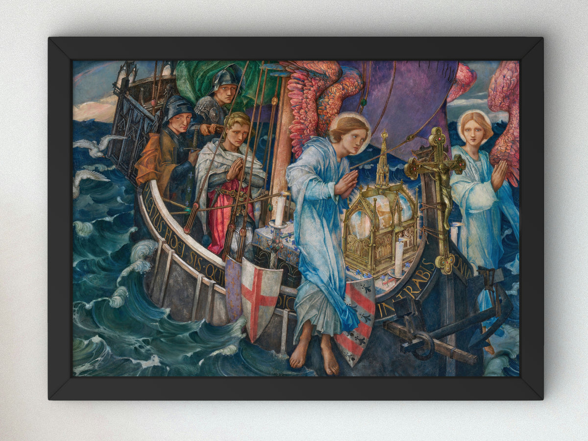 The Passage of the Holy Grail to Sarras by Edward Reginald Frampton 1907, Wall Art Print, Fine Art Reproduction, Museum Quality Decor