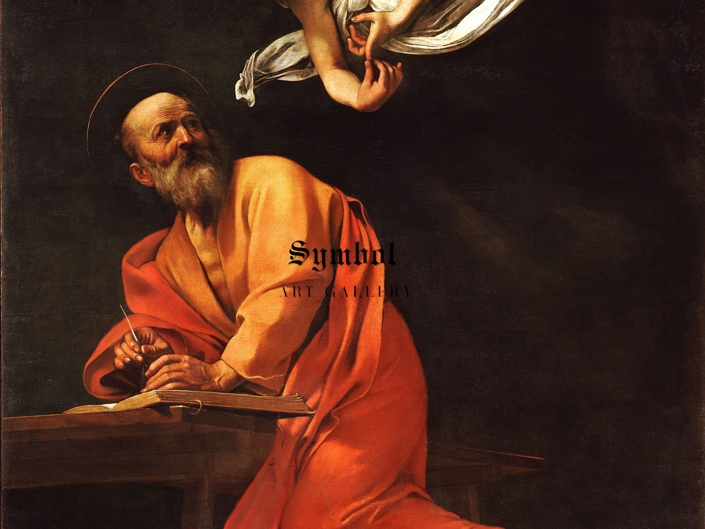 Saint Matthew and the Angel by Caravaggio 1600, Wall Art Print, Fine Art Reproduction, Museum Quality Decor, Poster
