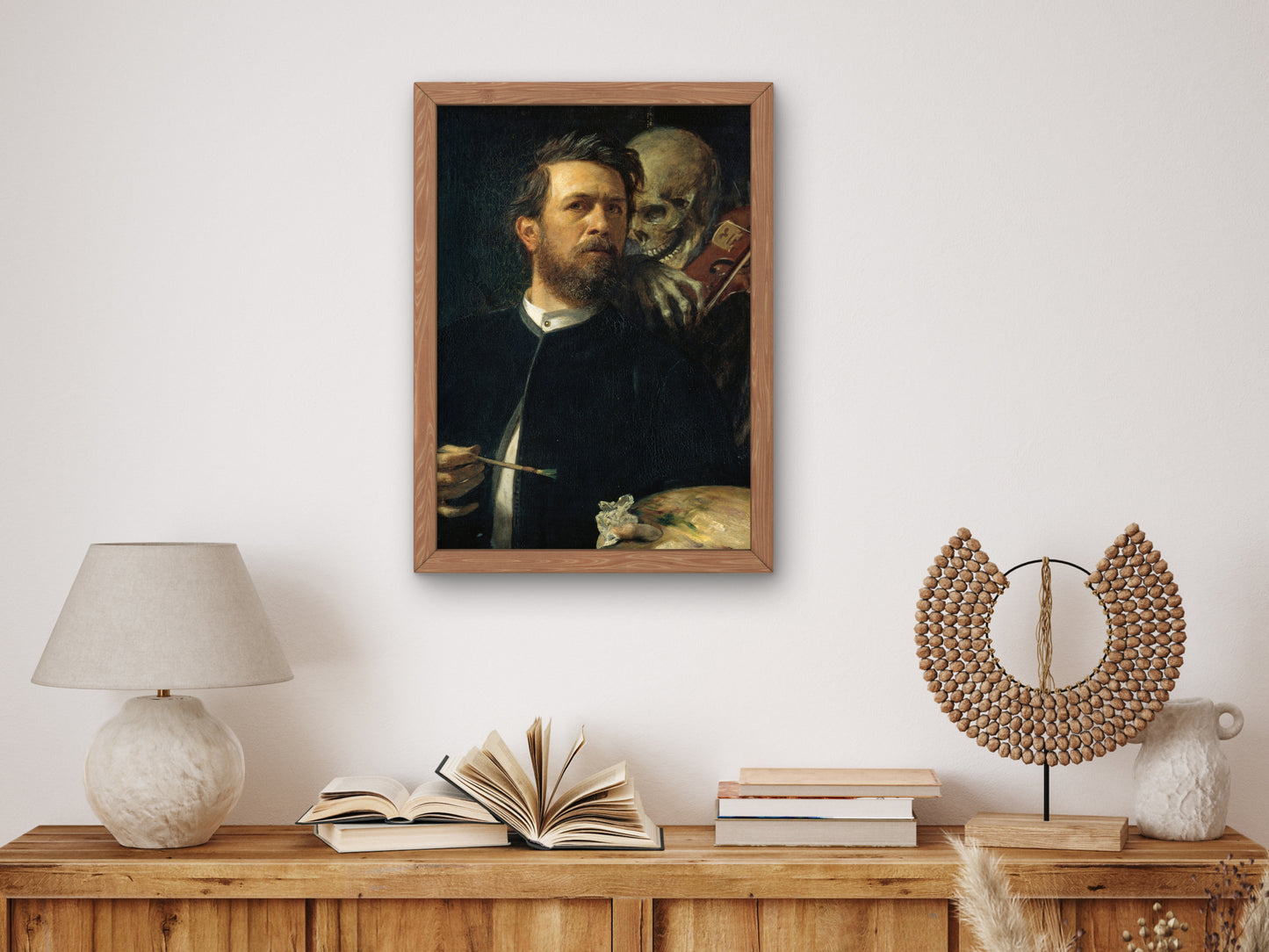 Self Portrait with Fiddling Death by Arnold Böcklin 1872, Wall Art Print, Fine Art Reproduction, Museum Quality Decor, Poster