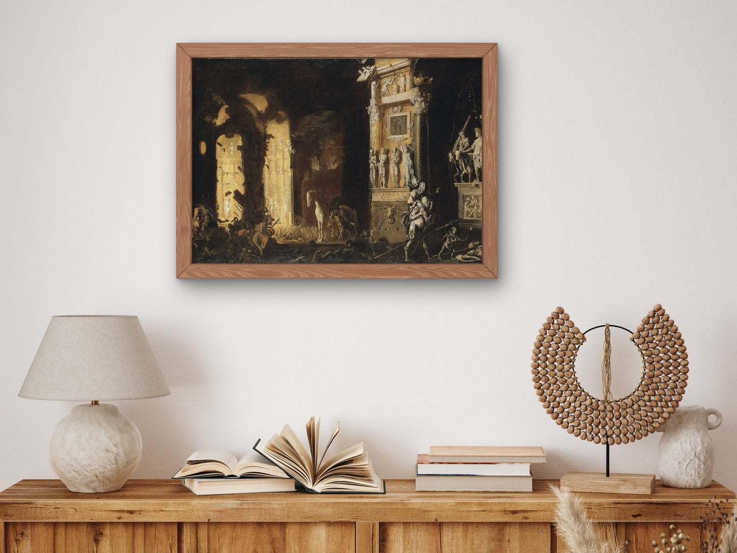 The Burning of Troy with the Flight of Aeneas and Anchises by François de Nomé, Wall Art Print, Fine Art Reproduction, Museum Quality Decor