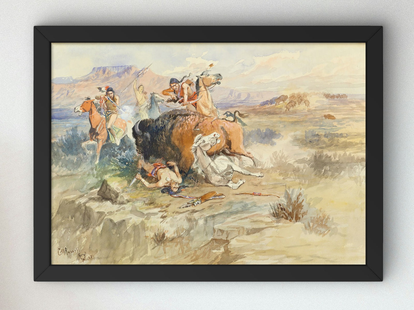 Buffalo Hunt No. 15 by Charles Marion Russell 1896, Wall Art Print, Fine Art Reproduction, Museum Quality Decor, Poster