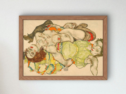 Female Lovers by Egon Schiele 1915, Wall Art Print, Fine Art Reproduction, Museum Quality Decor, Poster