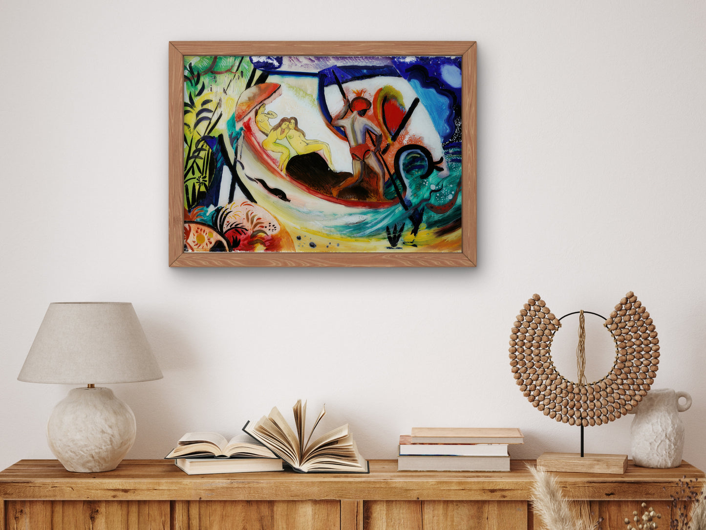 Three Girls in a Barque by August Macke 1912, Wall Art Print, Fine Art Reproduction, Museum Quality Decor, Poster