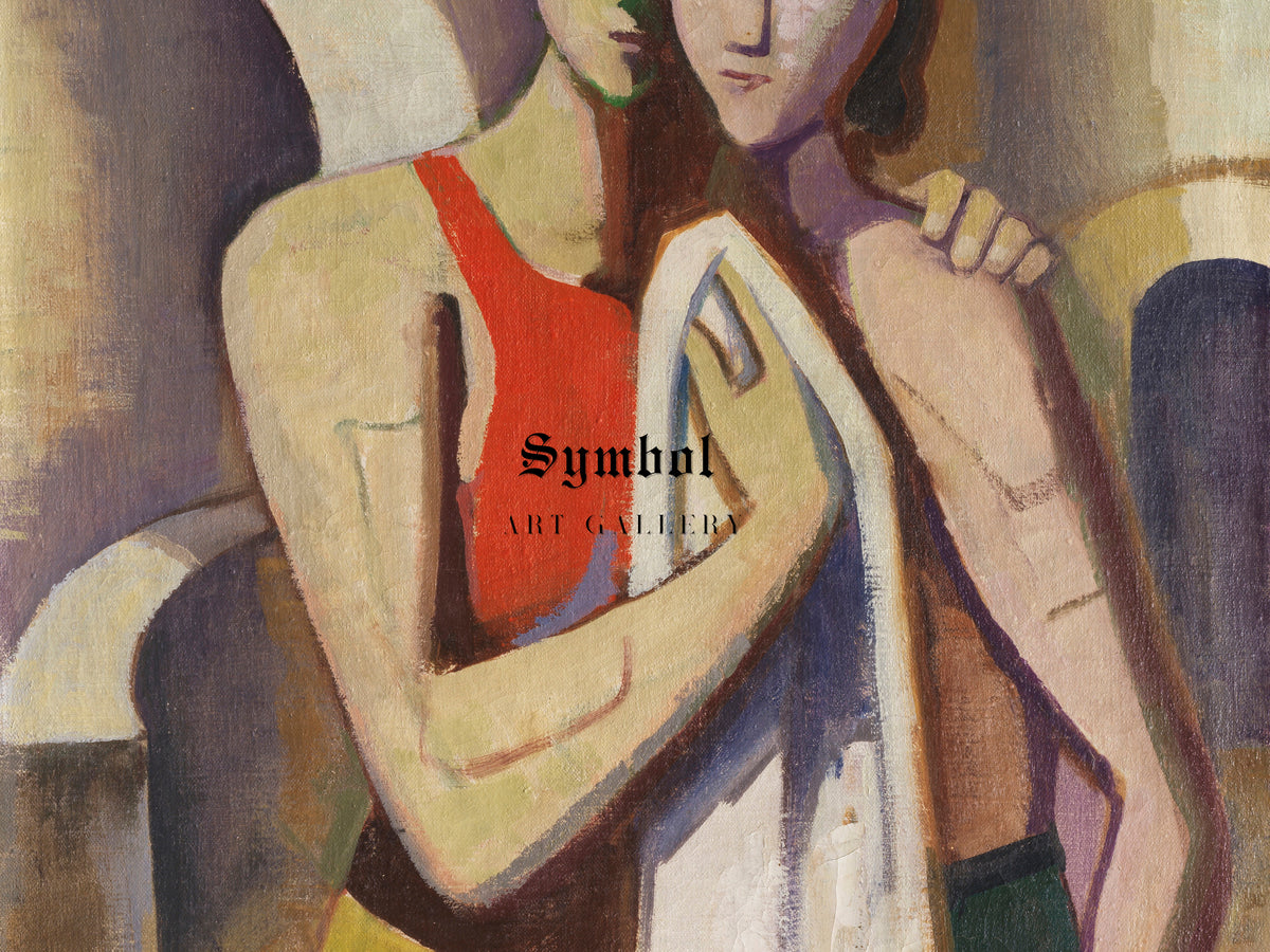 Two Women in Front of Architecture by Karl Hofer 1949, Wall Art Print, Fine Art Reproduction, Museum Quality Decor, Poster