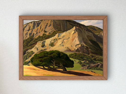 Oaks and Rocks San Luis Obispo by Edward Bruce 1930, Wall Art Print, Fine Art Reproduction, Museum Quality Decor, Poster