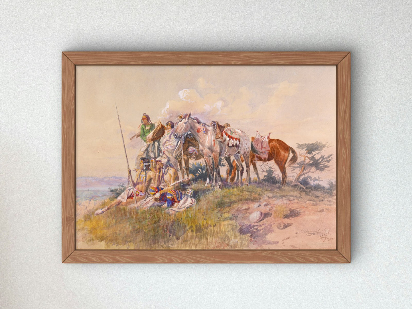 Watching for the Smoke Signal by Charles Marion Russell 1907, Wall Art Print, Fine Art Reproduction, Museum Quality Decor, Poster