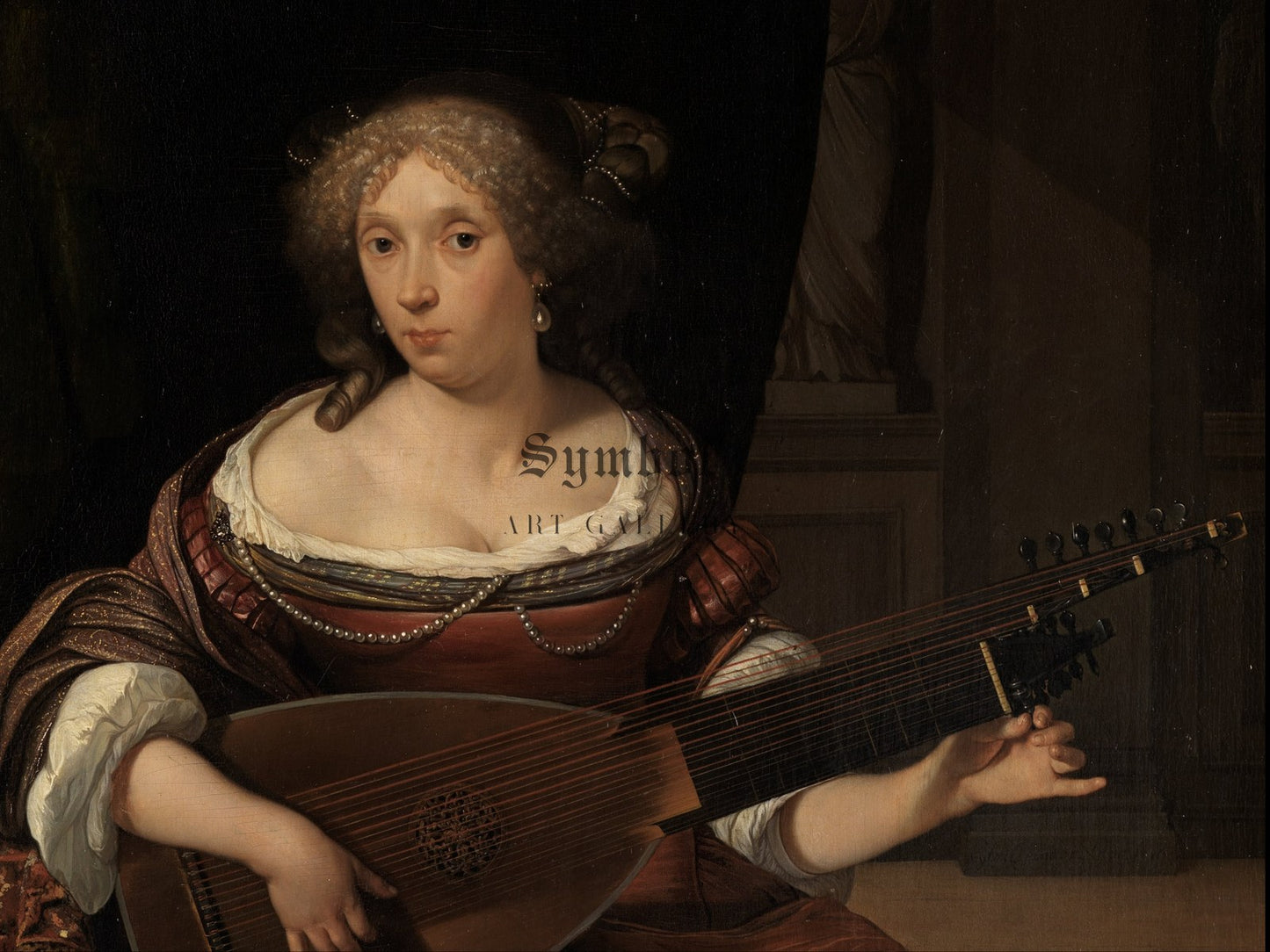 The Lute Player by Eglon van der Neer 1677, Wall Art Print, Fine Art Reproduction, Museum Quality Decor, Poster