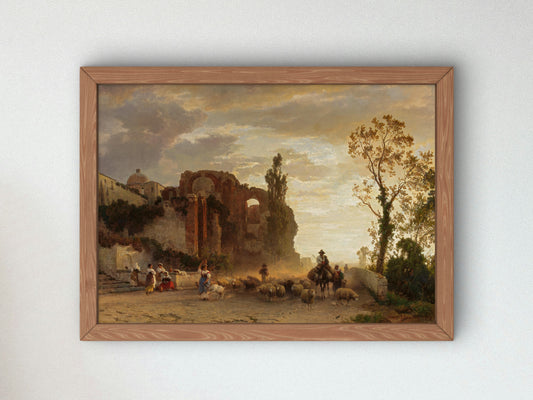 Going to Market by Oswald Achenbach 1879, Wall Art Print, Fine Art Reproduction, Museum Quality Decor, Poster