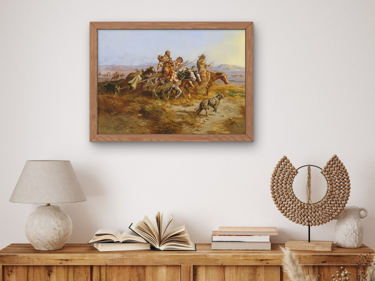 Indian Women Moving by Charles Marion Russell 1898, Wall Art Print, Fine Art Reproduction, Museum Quality Decor, Poster
