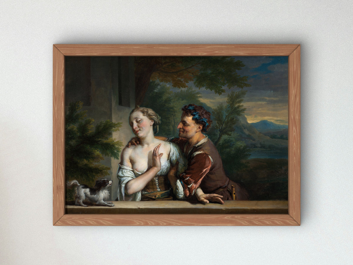 A Man Trying to Embrace a Woman by Carel de Moor, Wall Art Print, Fine Art Reproduction, Museum Quality Decor, Poster