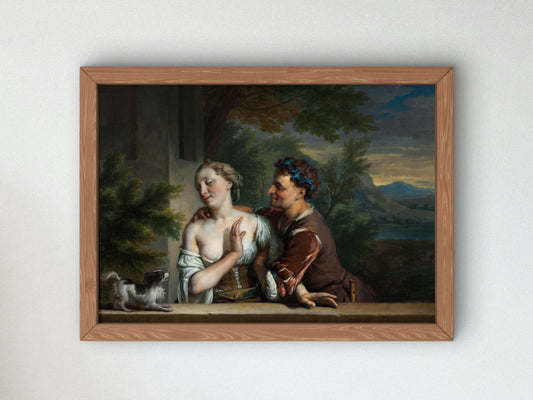 A Man Trying to Embrace a Woman by Carel de Moor, Wall Art Print, Fine Art Reproduction, Museum Quality Decor, Poster