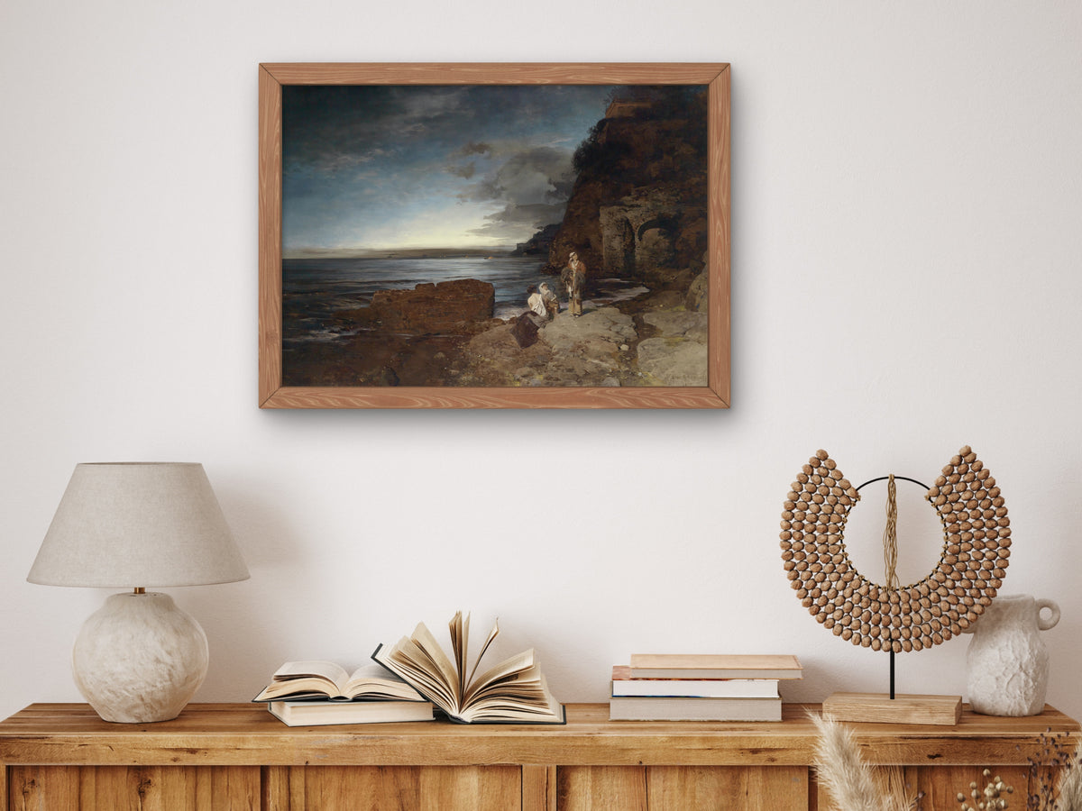 Evening on the Coast by Oswald Achenbach 1880, Wall Art Print, Fine Art Reproduction, Museum Quality Decor, Poster