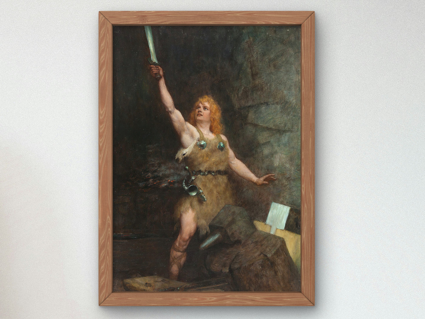 Siegfried in the Forge by Ferdinand Leeke 1900, Wall Art Print, Fine Art Reproduction, Museum Quality Decor, Poster