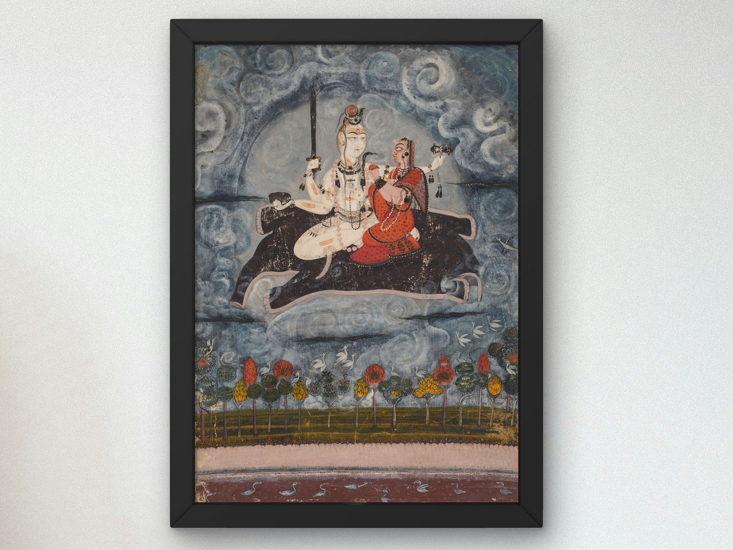 Shiva and Devi on Gajasura's Hide by Unknown Indian Artist 1675, Wall Art Print, Fine Art Reproduction, Museum Quality Decor, Poster