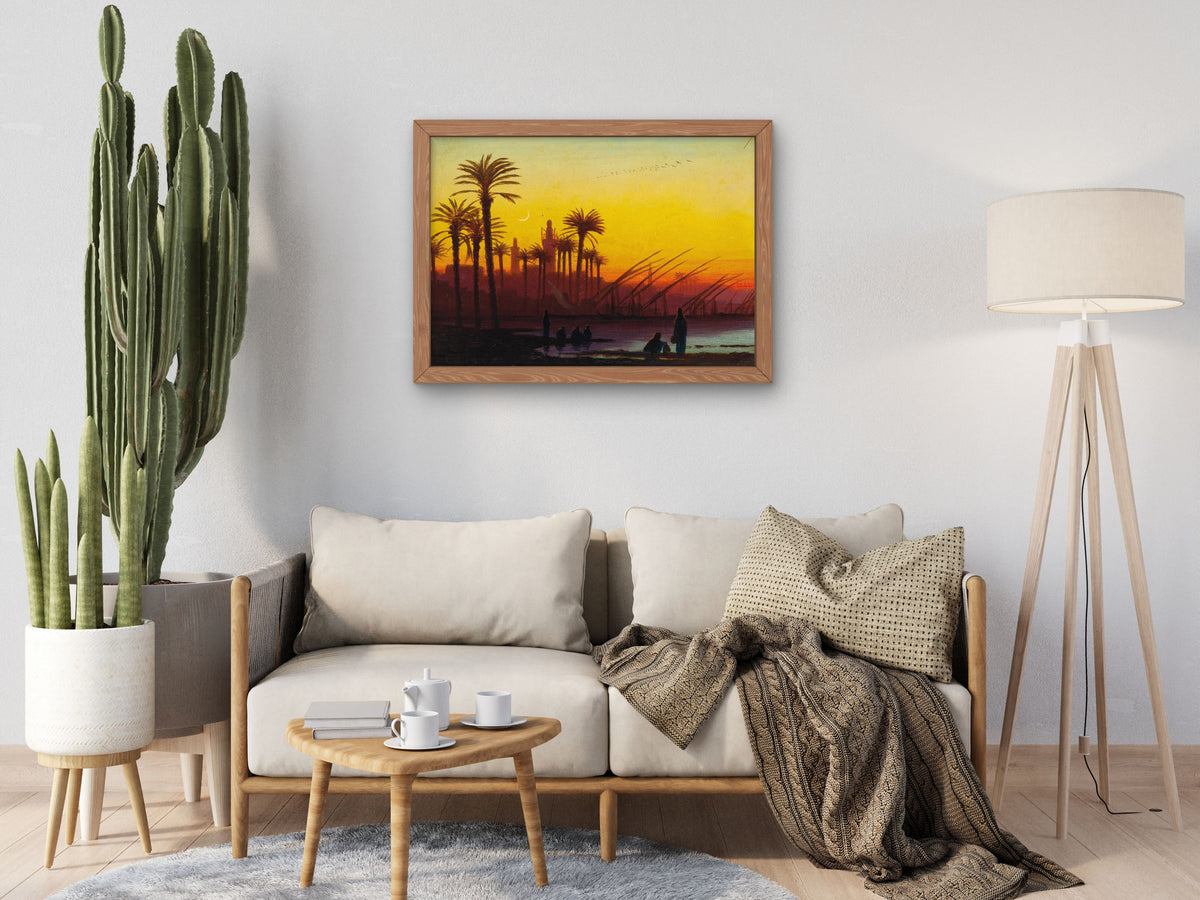 Sunset over the Nile by Charles Théodore Frère, Wall Art Print, Fine Art Reproduction, Museum Quality Decor, Poster