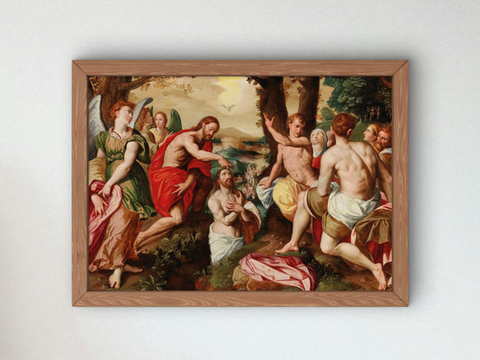 The Baptism of Christ by Jacob De Backer, Wall Art Print, Fine Art Reproduction, Museum Quality Decor, Poster