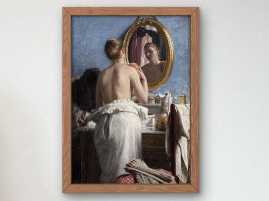 A Girl Washing Herself before a Carnival by Carl Bloch 1887, Wall Art Print, Fine Art Reproduction, Museum Quality Decor, Poster