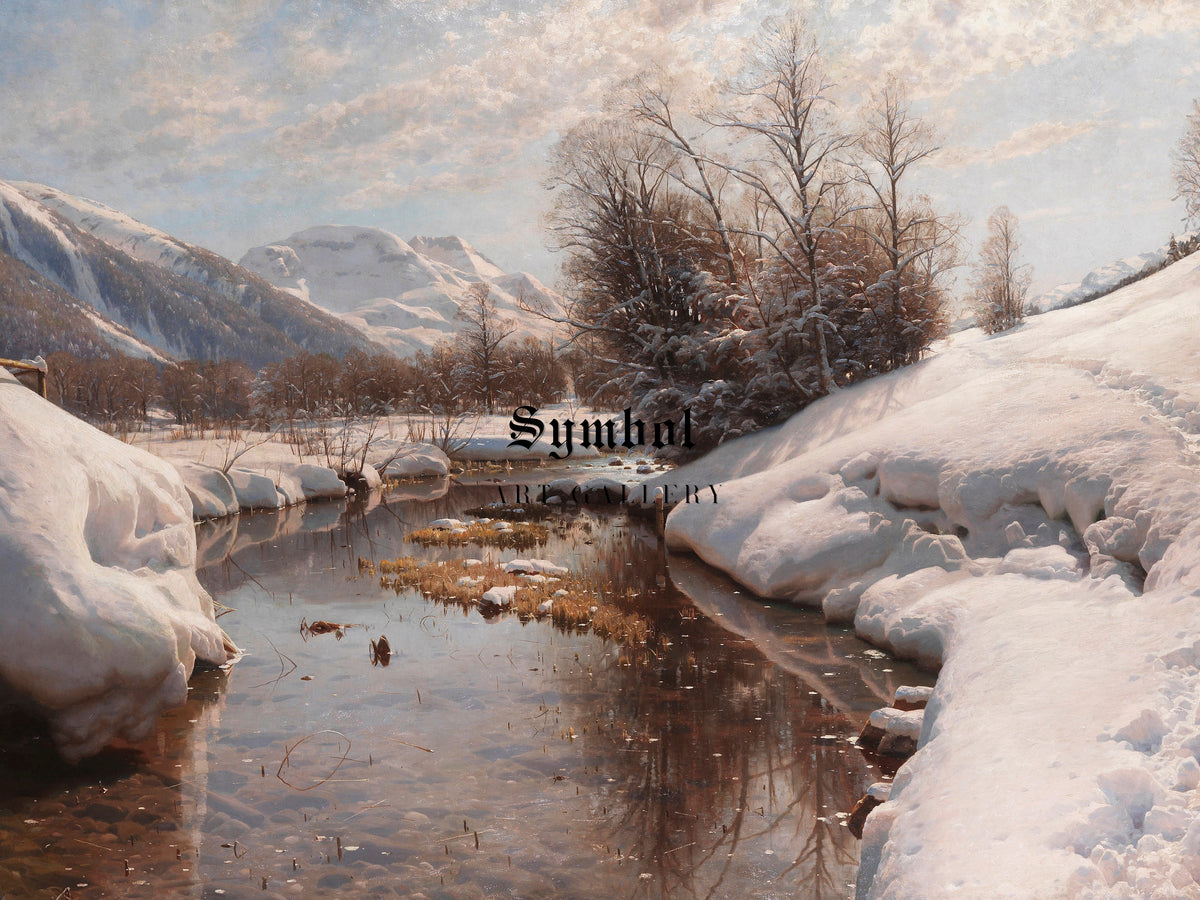Winter Sun in Engadin by Peder Mørk Mønsted 1914, Wall Art Print, Fine Art Reproduction, Museum Quality Decor, Poster