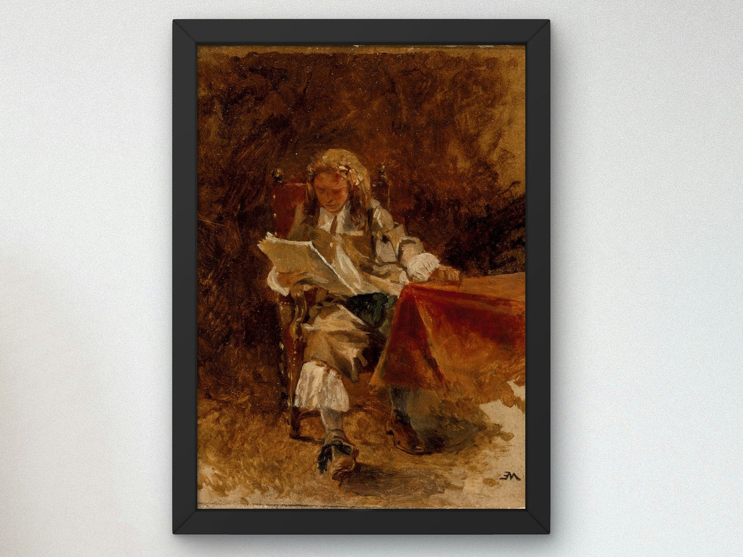 Study of a Seated Cavalier Reading by Ernest Meissonier 1870, Wall Art Print, Fine Art Reproduction, Museum Quality Decor, Poster