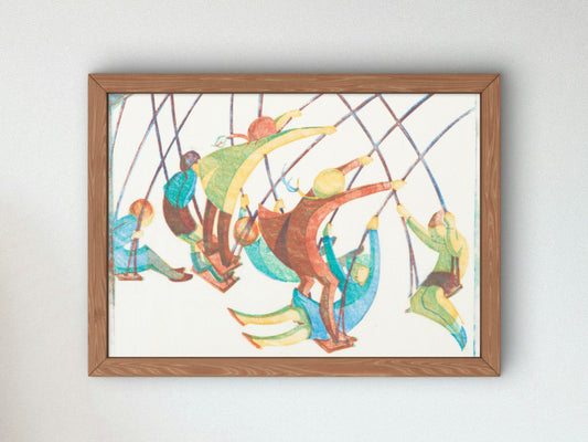Swings by Ethel Spowers 1932, Wall Art Print, Fine Art Reproduction, Museum Quality Decor, Poster
