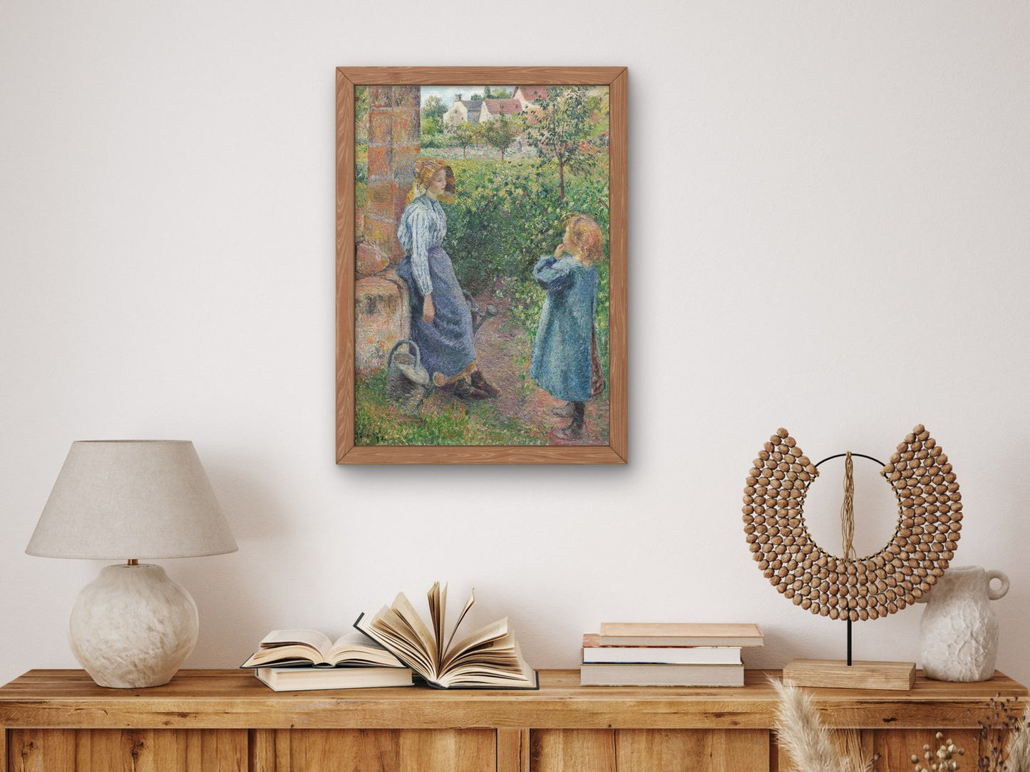 Woman and Child at the Well by Camille Pissarro 1882, Wall Art Print, Fine Art Reproduction, Museum Quality Decor, Poster