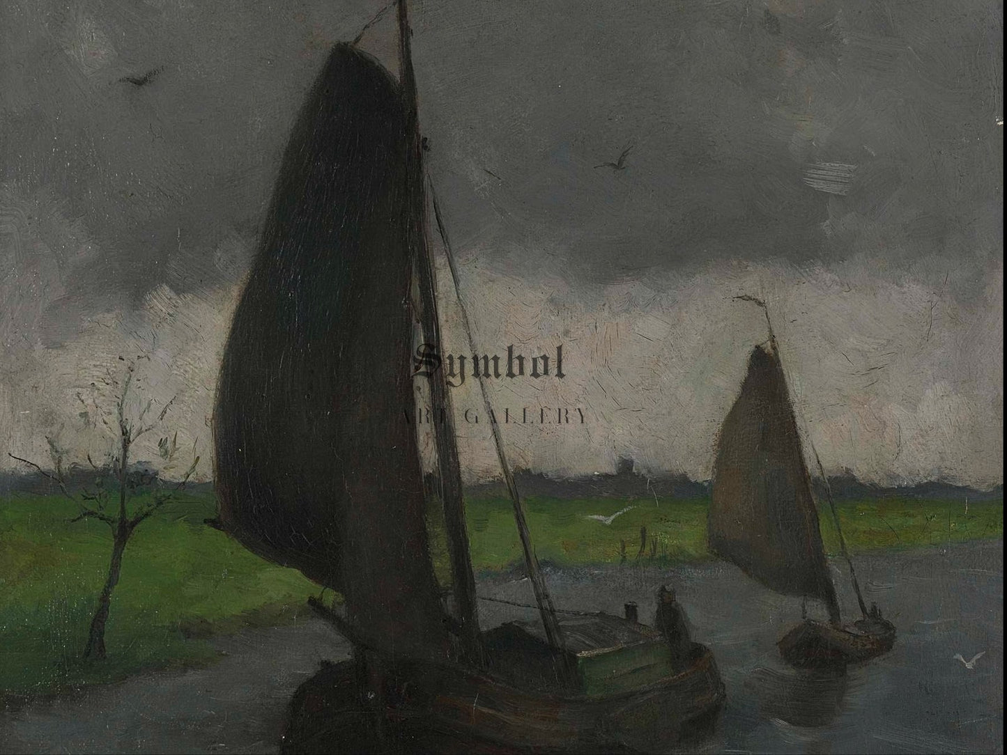 Watercourse with Sail Barges by Eduard Karsen 1885, Wall Art Print, Fine Art Reproduction, Museum Quality Decor, Poster