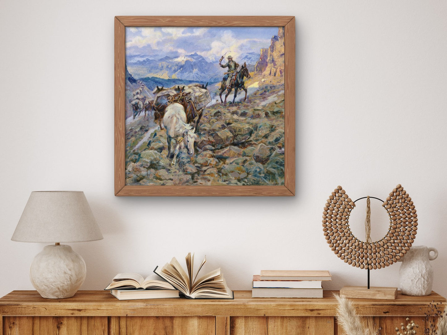 When Mules Wear Diamonds by Charles Marion Russell 1921, Wall Art Print, Fine Art Reproduction, Museum Quality Decor, Poster