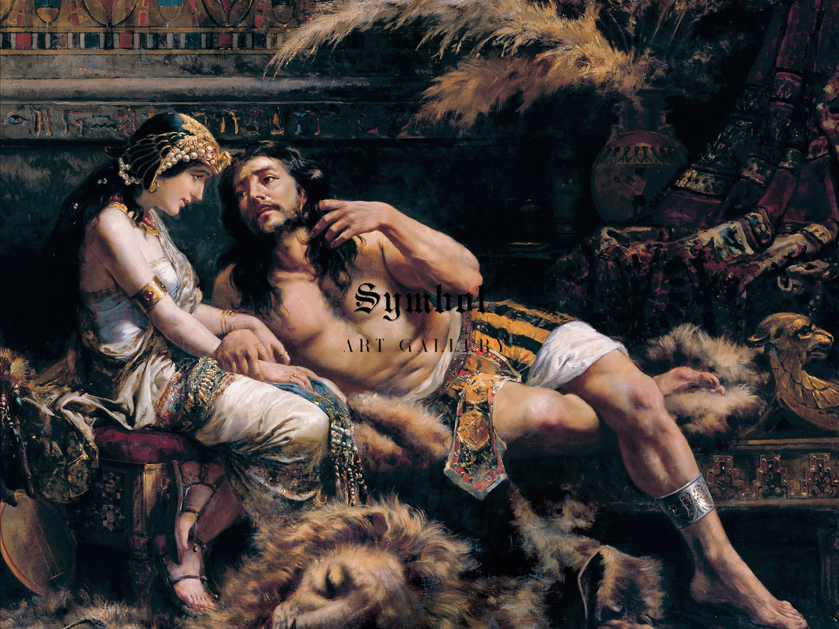 Samson and Delilah by José Echenagusía 1887, Wall Art Print, Fine Art Reproduction, Museum Quality Decor, Poster