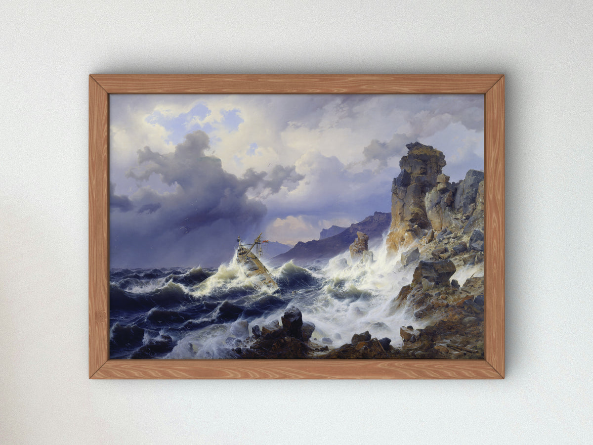 Storm at Sea off the Norwegian Coast by Andreas Achenbach 1837, Wall Art Print, Fine Art Reproduction, Museum Quality Decor, Poster