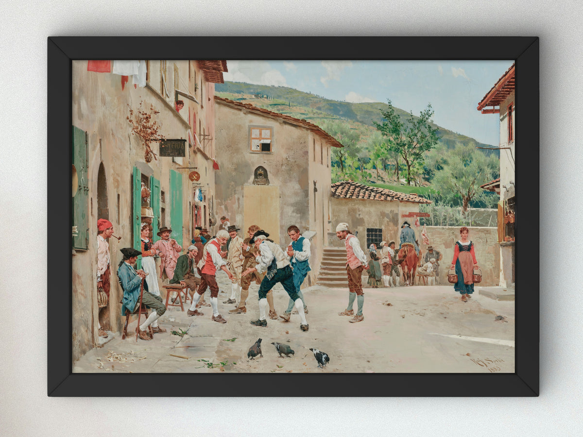 A Game of Morra by Raffaello Sorbi 1883, Wall Art Print, Fine Art Reproduction, Museum Quality Decor, Poster