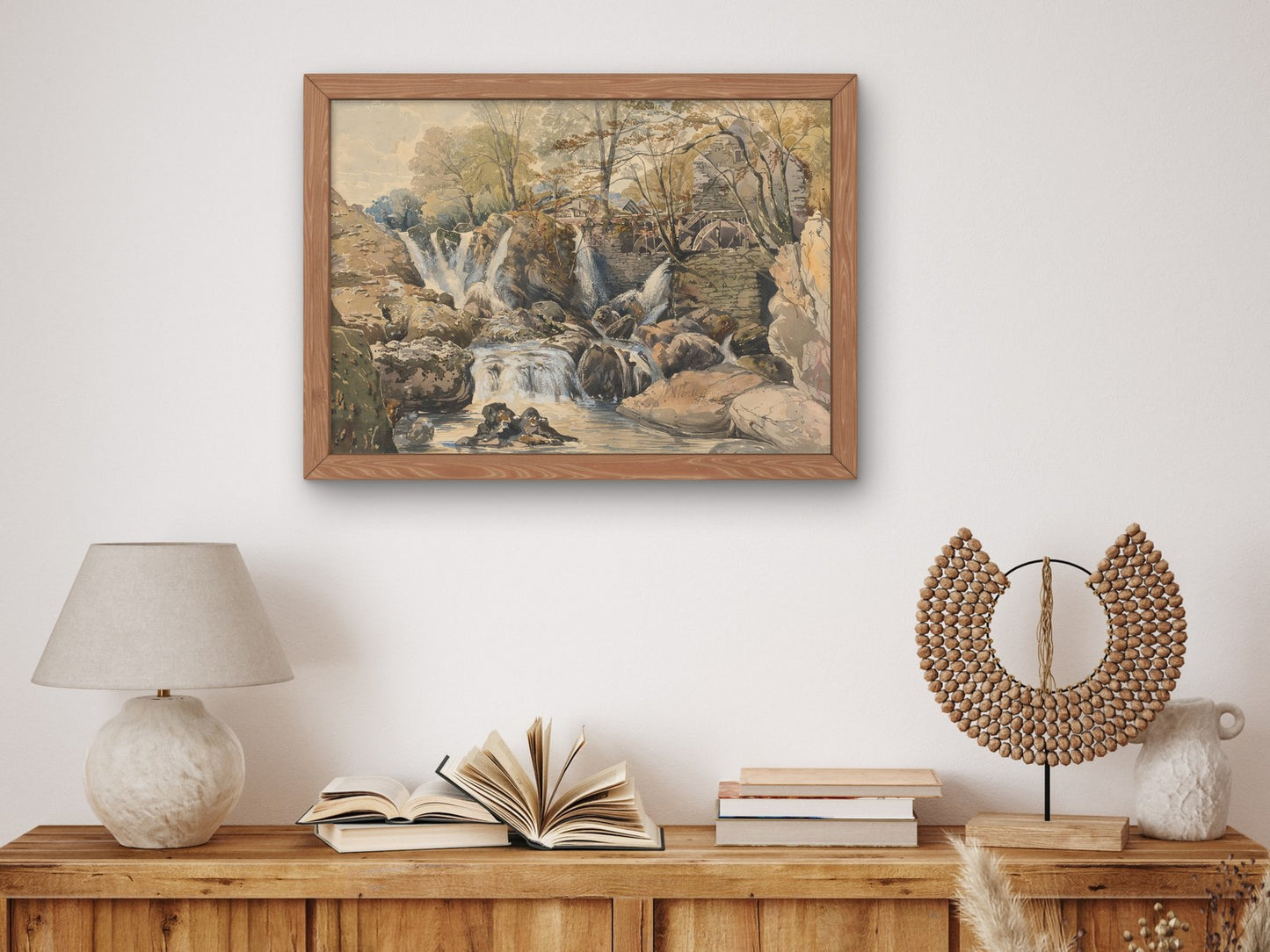 Watermill and Waterfalls by Aaron Edwin Penley 1862, Wall Art Print, Fine Art Reproduction, Museum Quality Decor, Poster
