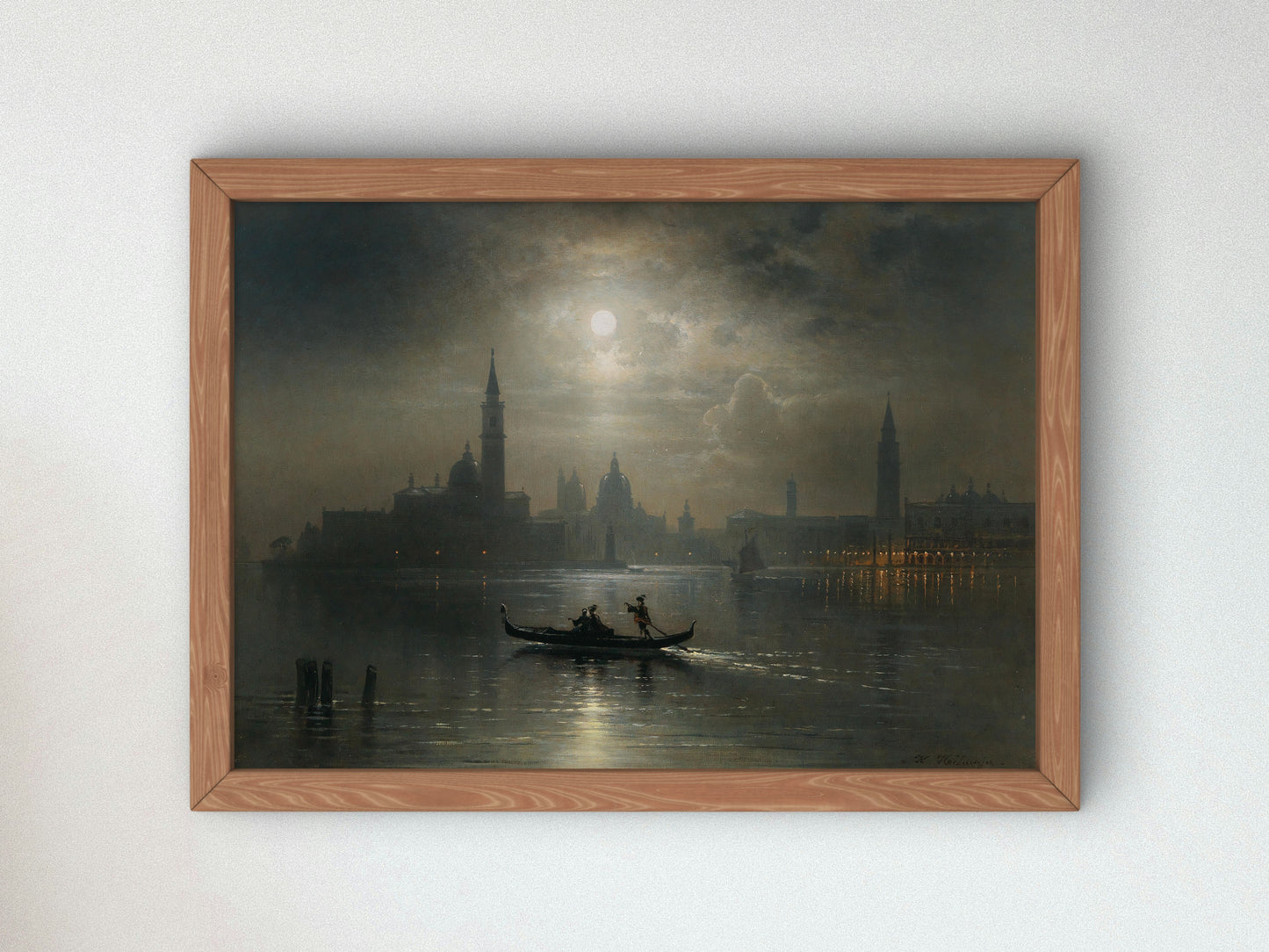 Full Moon over Venice Santa Maria Salute by Karl Heilmayer, Wall Art Print, Fine Art Reproduction, Museum Quality Decor, Poster
