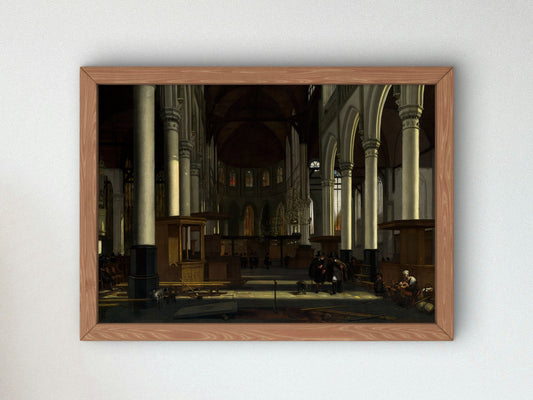 The Interior of the Oude Kerk Amsterdam by Emanuel de Witte 1660, Wall Art Print, Fine Art Reproduction, Museum Quality Decor, Poster